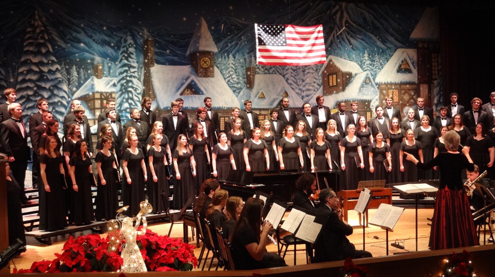 Holiday concert of performers on stage